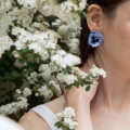 Small blue pansy earrings ORSKA jewelry