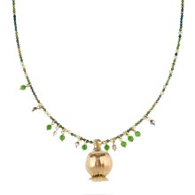 Necklace with poppy and chrysoprase