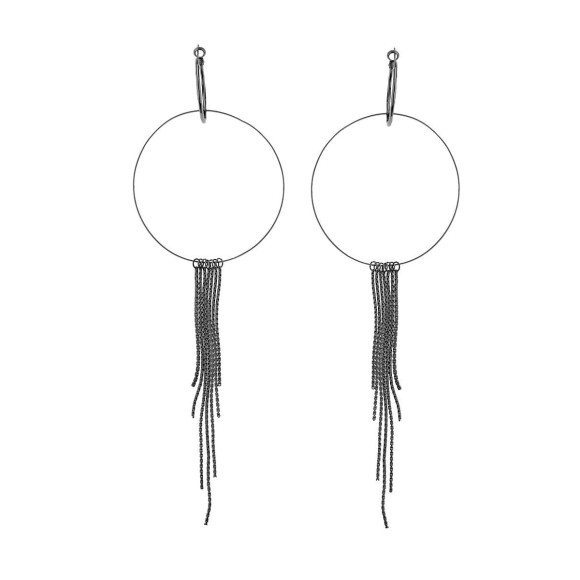 Oxidized hoop earrings with decorative chains from the Vintage collection BOK32-3-1 ORSKA jewelry