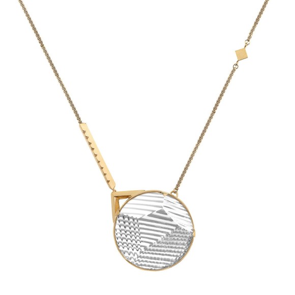 Asymmetrical long necklace with round crystal from Julia ORSKA collection
