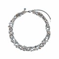 Short silver necklace with crystals and pearls
