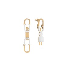 Silver asymmetric stud earrings from the Machines collection
