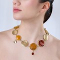 Gold-plated necklace with colorful amber from the Baltica collection ORSKA jewelry