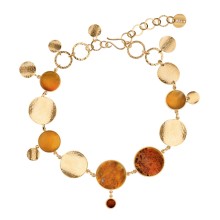 Gold-plated necklace with colorful ambers from the Baltica collection