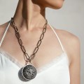 Adjustable chain necklace with round pendant and cubic zirconia from the Morocco collection MRN68-2 ORSKA
