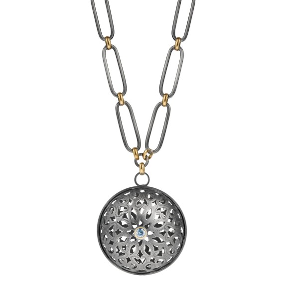 Chain necklace with round openwork pendant and zirconias from the Morocco collection MRN68-2 ORSKA