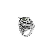 Silver ring with snakes and amethyst from the Duo collection