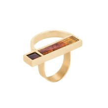 Geometric ring with amber and spider engraving from the Baltica collection