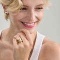 Artistic gold-plated amber ring from the Sello collection SLP48-1 ORSKA