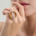 Gold ring with amber from the Sello collection SLP64 ORSKA