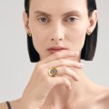 Gold-plated signet ring with meteorite from the Meteoros collection MEP68-1 by ORSKA