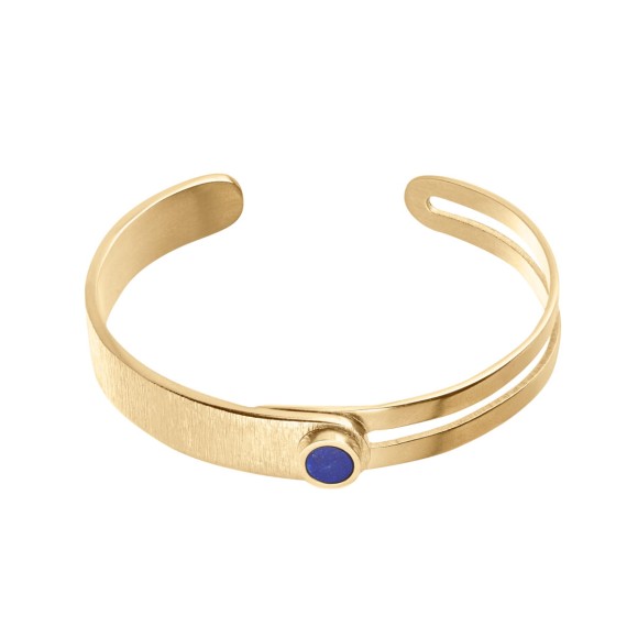 Rigid, gold-plated lapis lazuli bracelet from the Orini collection