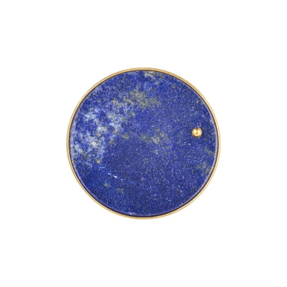 Round gold-plated brooch with large lapis lazuli from the Orini collection