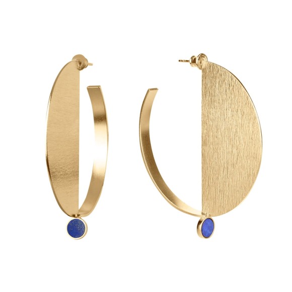 Gold-plated lapis lazuli hoop earrings from the Orini collection