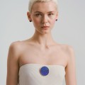 Round gold-plated brooch with large lapis lazuli from the Orini collection ORB54-1 ORSKA