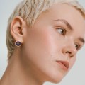 Gold-plated lapis lazuli donut earrings from the Orini collection