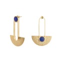 Asymmetrical gold earrings with lapis lazuli from the Orini collection