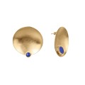 Round, gold-plated lapis lazuli earrings from the Orini collection