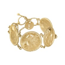 Gold-plated bracelet with richly decorated medallions