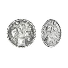 Silver earrings in the shape of round medallions