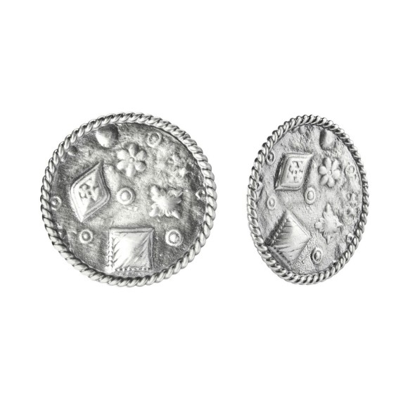 Silver earrings in the shape of round medallions SMK56-2