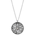 Silver necklace with a medallion richly adorned with ornaments SMN98-1