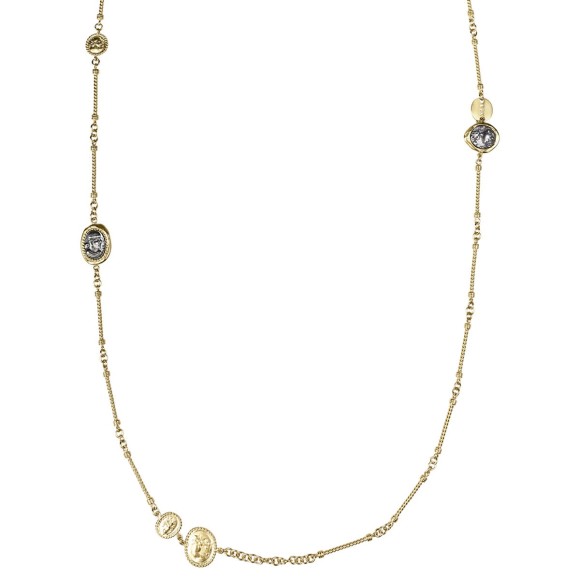 Long gold-plated necklace with seals from the Semios collection SMN98-2