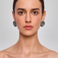 Silver earrings in the shape of round medallions SMK56-2 - ORSKA