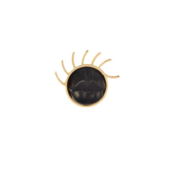 Hand-Carved Wooden Lips Pin from the Kembali Collection