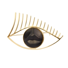 Brooch with Hand-Carved Wooden Lips from the Kembali Collection