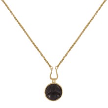 Gold-Plated Necklace with a Pendant of Carved Wooden Lips from the Kembali Collection