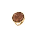 Gold-Plated Ring with Wooden Carved Lips from the Kembali Collection