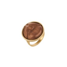 Gold-Plated Ring with Wooden Carved Lips from the Kembali Collection
