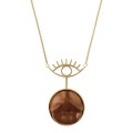 Long Gold-Plated Necklace with Carved Wooden Lips from the Kembali Collection