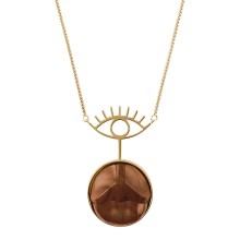 Long Gold-Plated Necklace with Carved Wooden Lips from the Kembali Collection