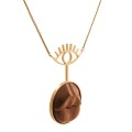 Long Gold-Plated Necklace with Carved Wooden Lips from the Kembali Collection KEN68-2