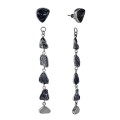 Silver earrings with black tourmalines