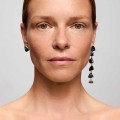 Graphite, asymmetrical earrings with black stones from the Aurora collection