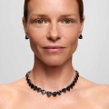 Silver necklace with black tourmalines - ORSKA jewelry