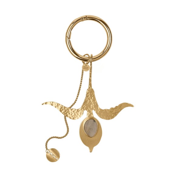 Artistic keychain with ceramic iris-shaped pendant from the Monumental collection