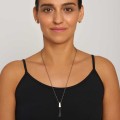 Long silver necklace with black jade from the Guatemala collection – ORSKA jewelry