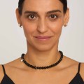 Short golden obsidian necklace with silver pendants from the Guatemala Collection – ORSKA