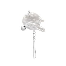 Pin z perłą i srebrną kroplą z kolekcji Perle