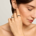 Silver ring with black stone and enamel - Minakari ORSKA jewelry