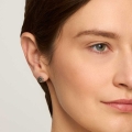 Round silver earrings decorated with black enamel from the Minakari collection - ORSKA jewelry