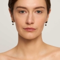 Hanging silver earrings with black enamel from the Minakari collection - ORSKA jewelry