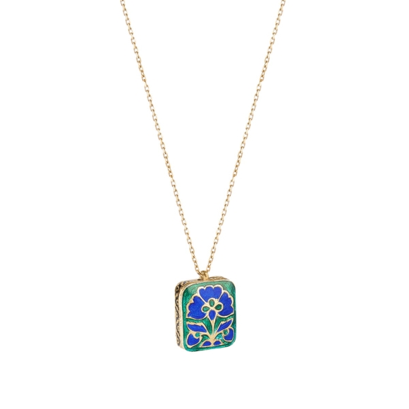 Gold-plated necklace with a pendant with a plant motif from the Minakari collection - ORSKA