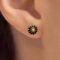 Gold-plated earrings with black enamel - Minakari ORSKA jewelry