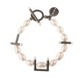 Artistic bracelet with pearls and silver pendants from the Vietnam collection VIA68-1-1- ORSKA jewelry