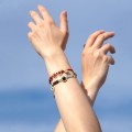 Delicate brass bracelet with natural stones and throat chakra pendant from the Gelato collection - GEA36-3 - ORSKA jewelry